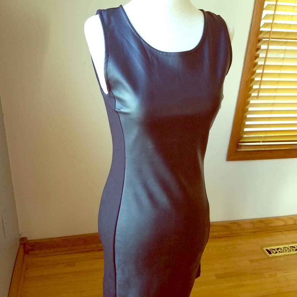 Faux leather front dress